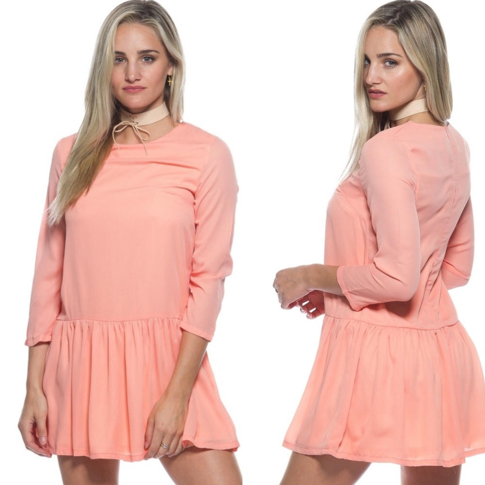 🍑Peach Drop Waist Fit & Flare Tunic Top